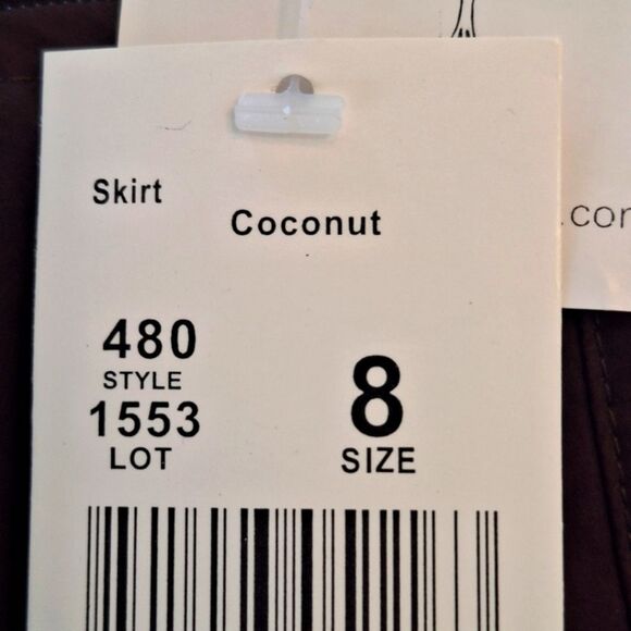 NWT CAbi #480 Masai Tulle Trimmed Flare Skirt Cotton Chocolate Brown Coconut 8 - Picture 12 of 13